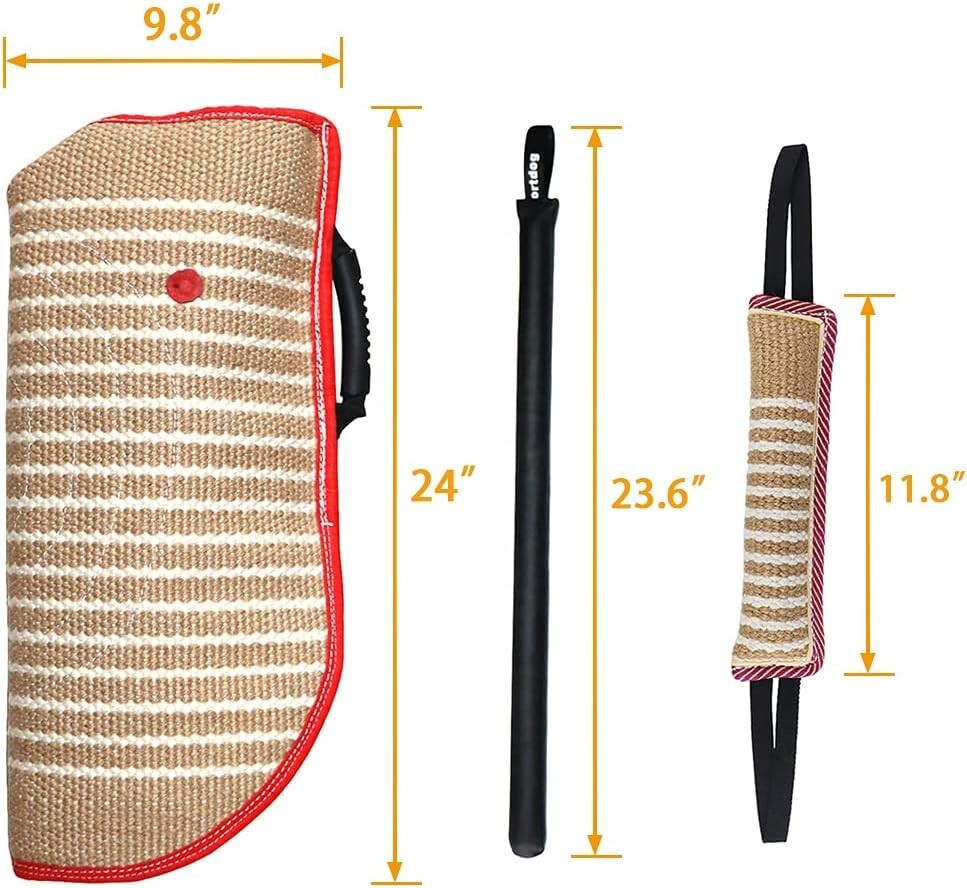 Professional Dog Training Set: Bite Sleeve, Tug Pillow & Stick for Small Breeds