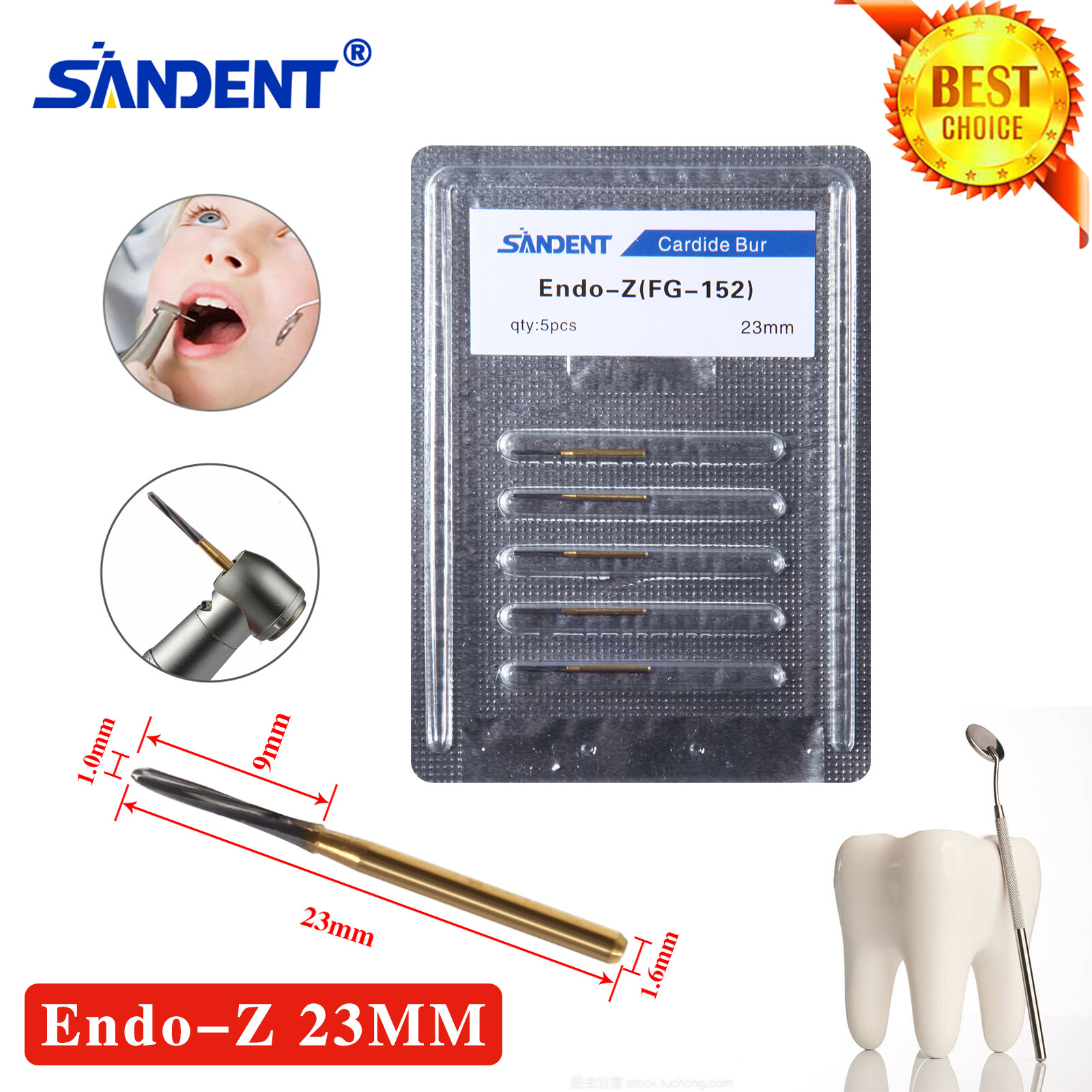 Dental Endodontic ENDO-Z Tungsten Carbide Burs FG Round Bur High Speed 23mm USA
