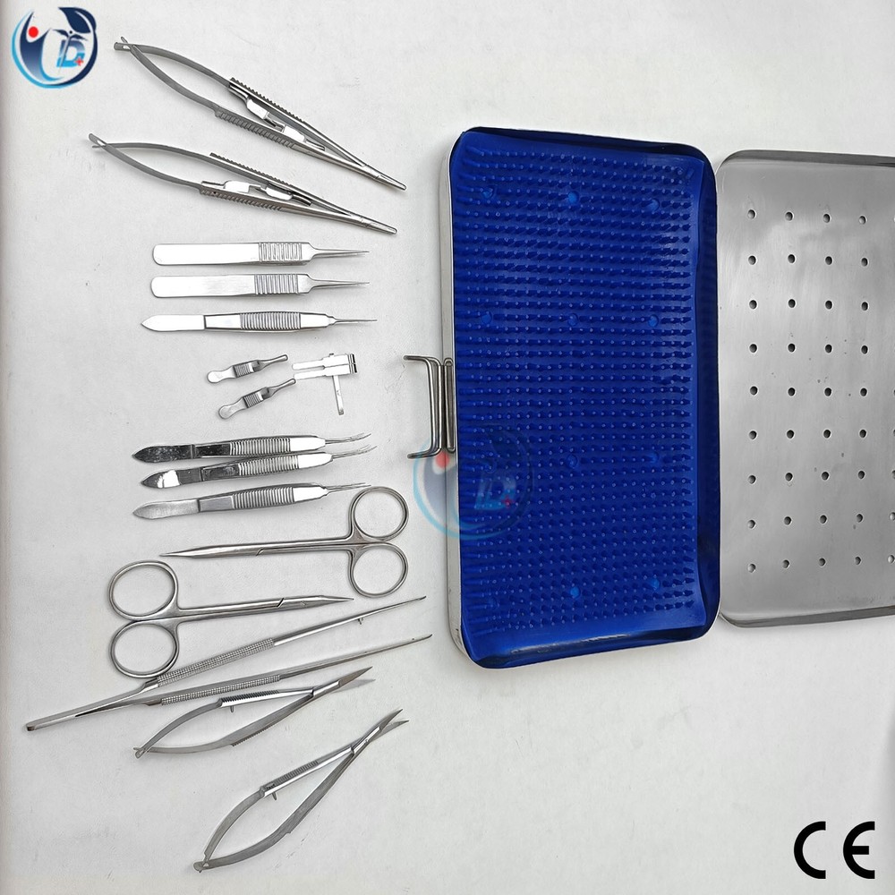 Micro Hand Surgery Instruments Kit Microvascular Clamp Surgical Suture Kit 17Pcs