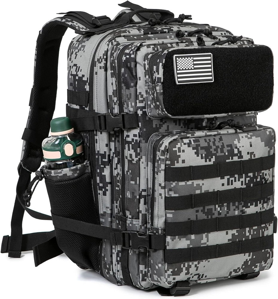 Durable 45L Molle Tactical Rucksack with Bottle Holder and Multiple Compartments
