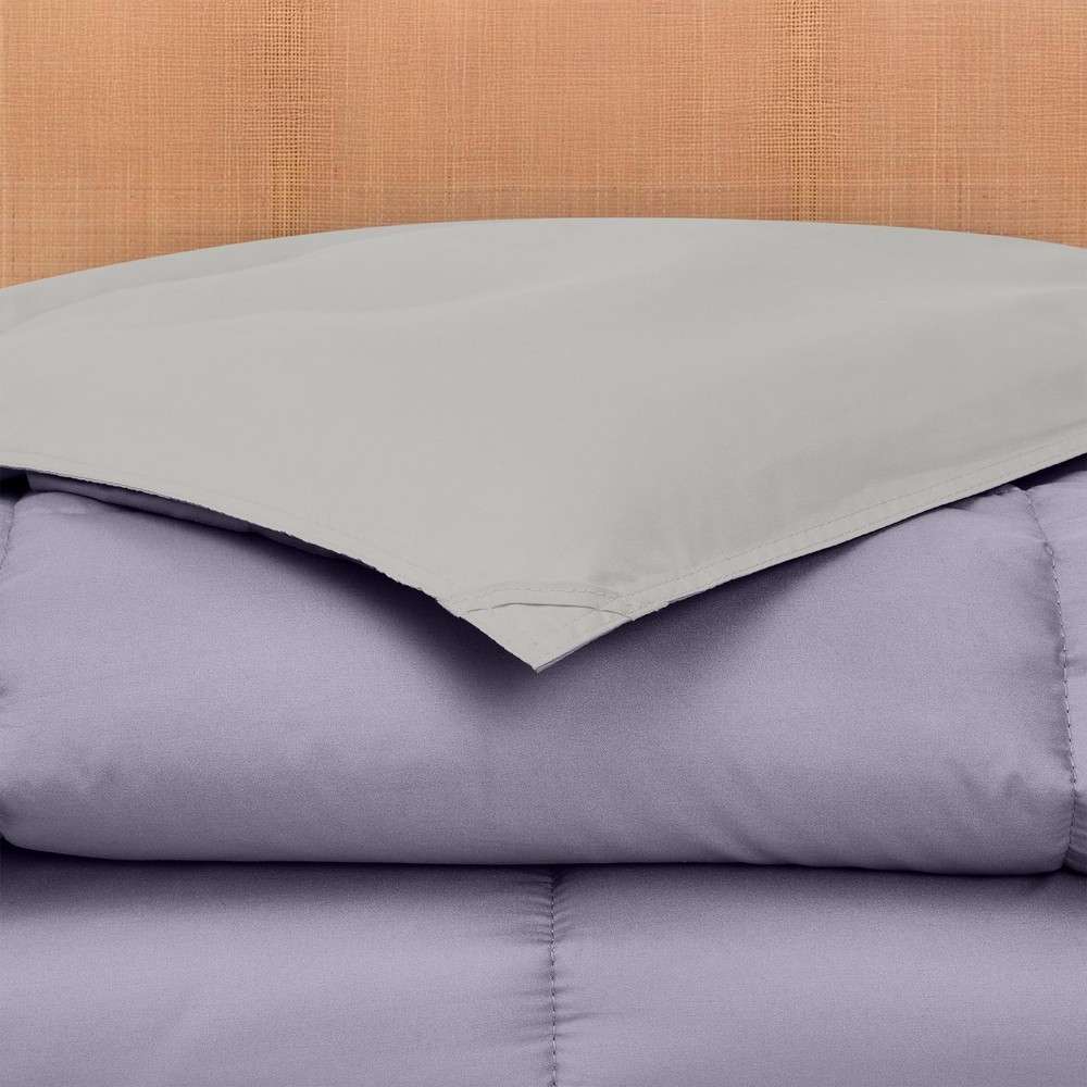 Down Alternative Reversible Comforter Purple/Silver Queen