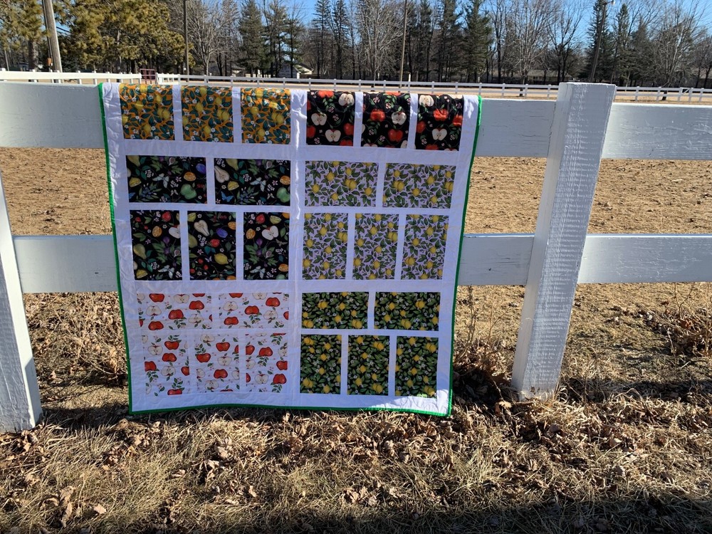 Fruit Apples and Lemons handmade quilt.
