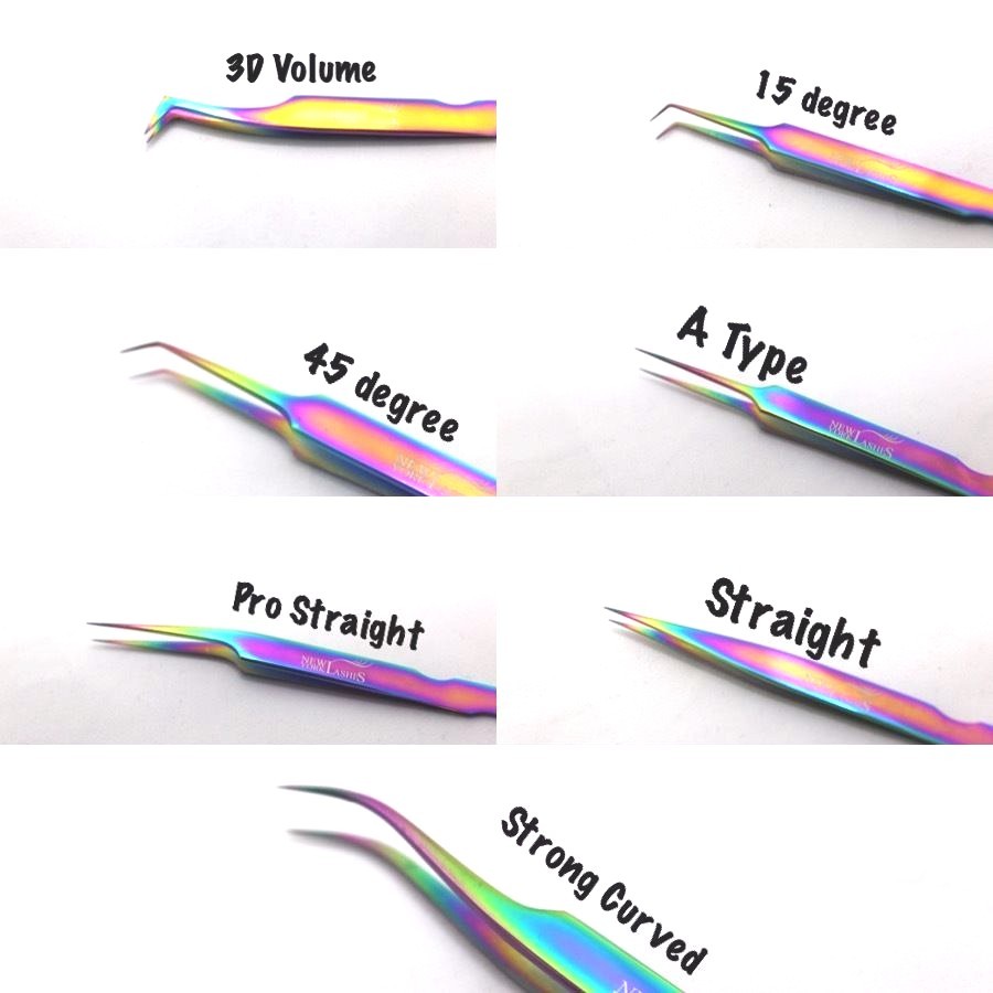 Eyelash Extensions Rainbow Multi-Color Tweezers