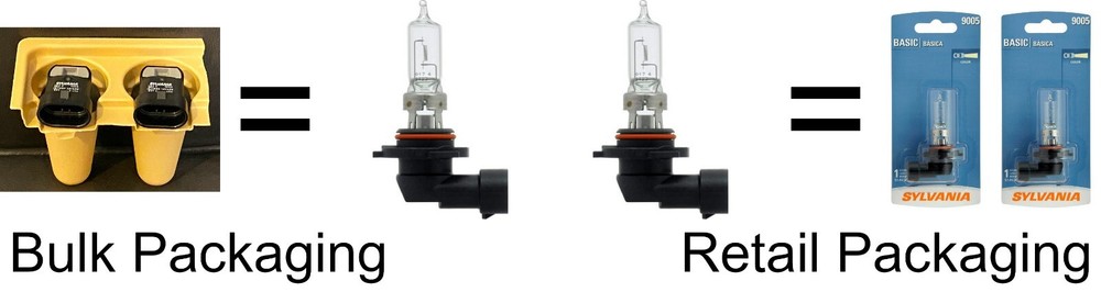 9005 Headlight Bulbs Sylvania Basic HB3 U (12V, 60W) Bright TWO in Bulk Package