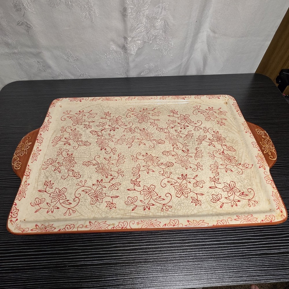 Temptations by Tara Floral Lace Rectangular Serving Tray Platter