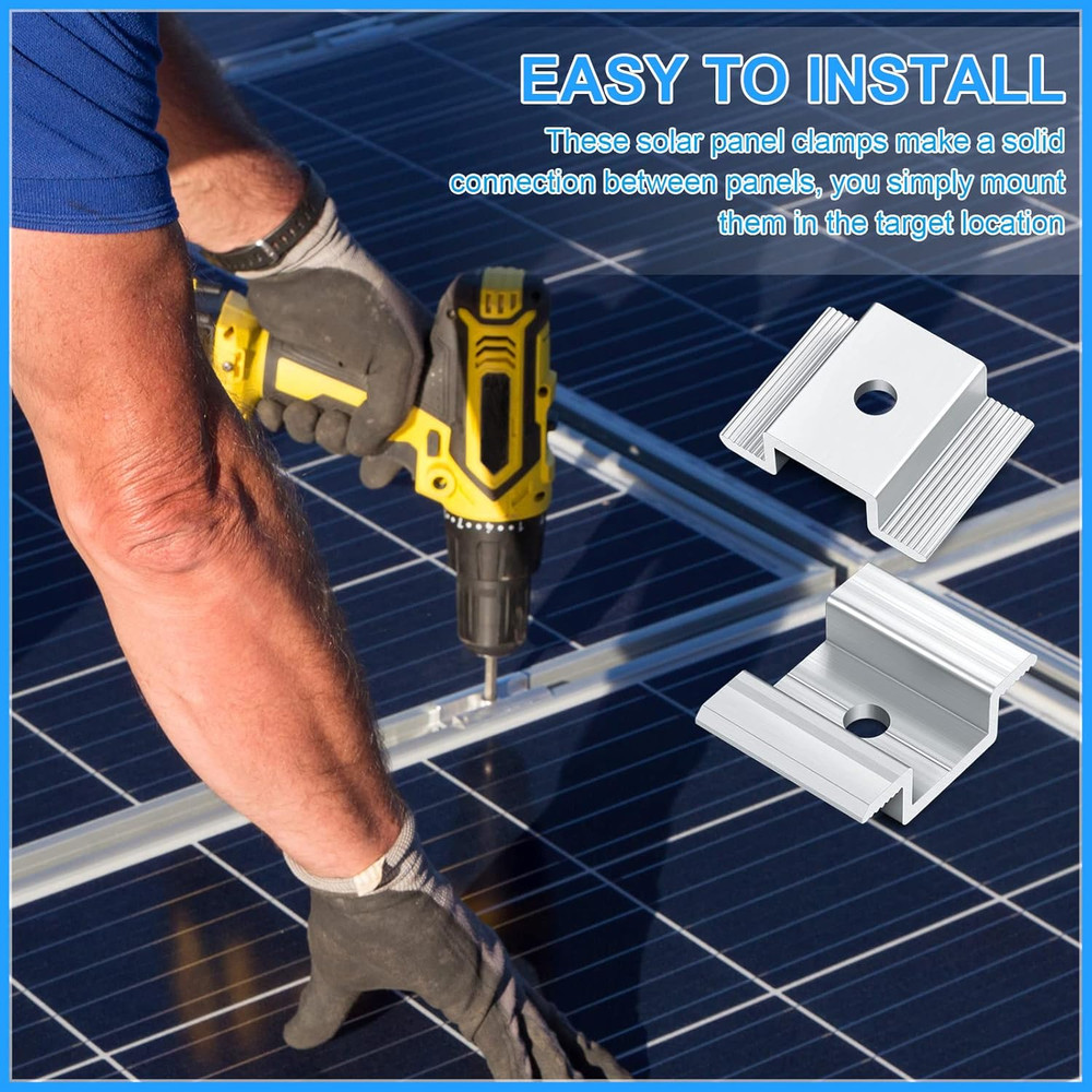 48-Pack 1.06" Solar Panel Mid Clamps – Aluminum Mounting Brackets