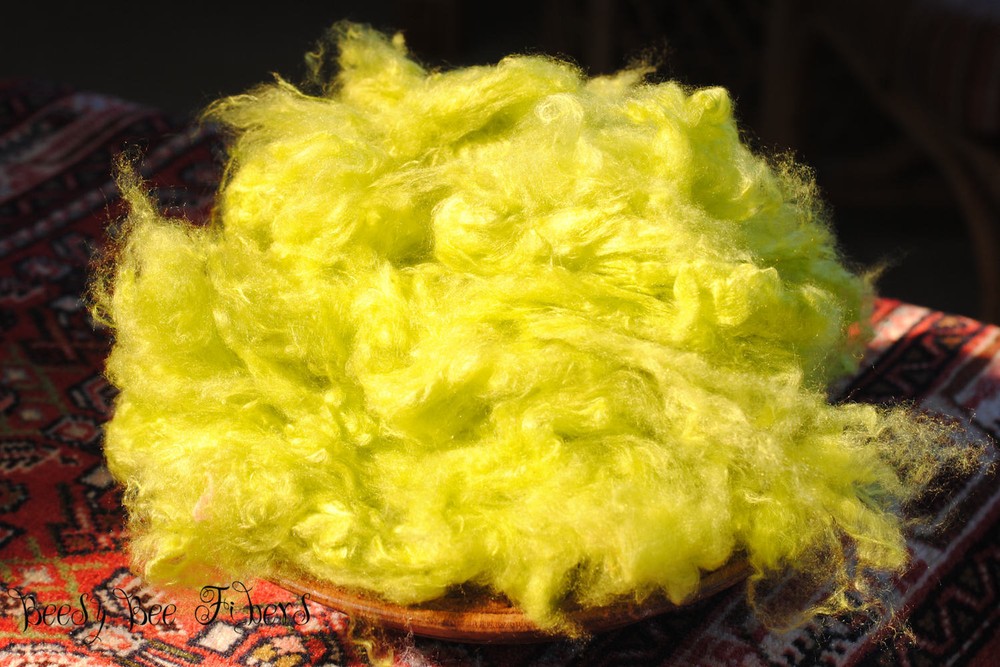 KEY LIME - Pulled Sari Silk Cloud, Recycled Sari Silk, Silk - 1 oz