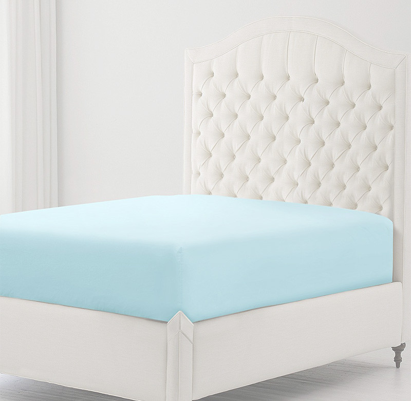 Plain Dyed Fitted Sheet Crease Resistant Poly-Cotton Bed Sheets Double Duck Egg