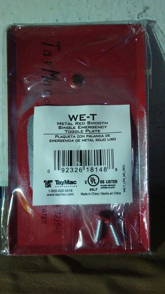 WE-T Metal Red Smooth Single Emergency Toggle Plate