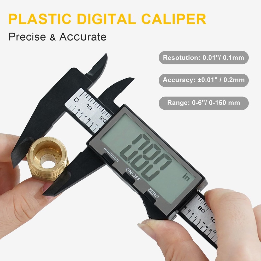 Digital Caliper, Dial Caliper 6 Inch with Extra-Large LCD Screen, Plastic Ver...