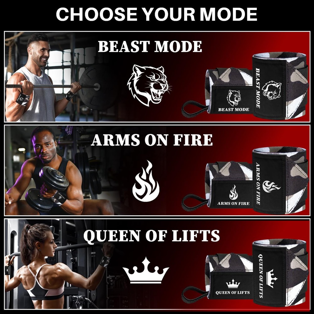 HeavyDuty Weightlifting Wrist Wraps with Thumb Loop for Powerlifting & Training