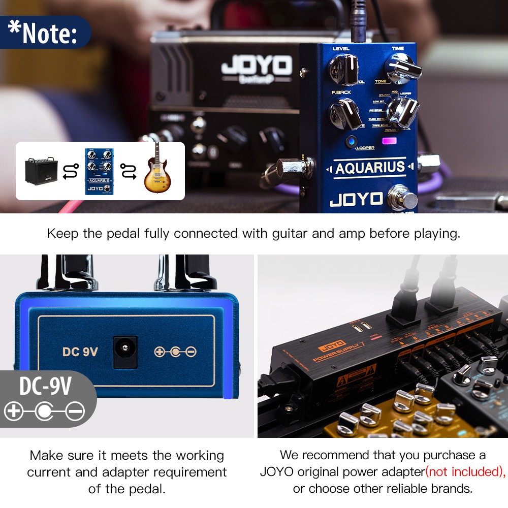 JOYO Digital Delay Effect Pedal with Looper 8 Digital Delay Effects OPEND
