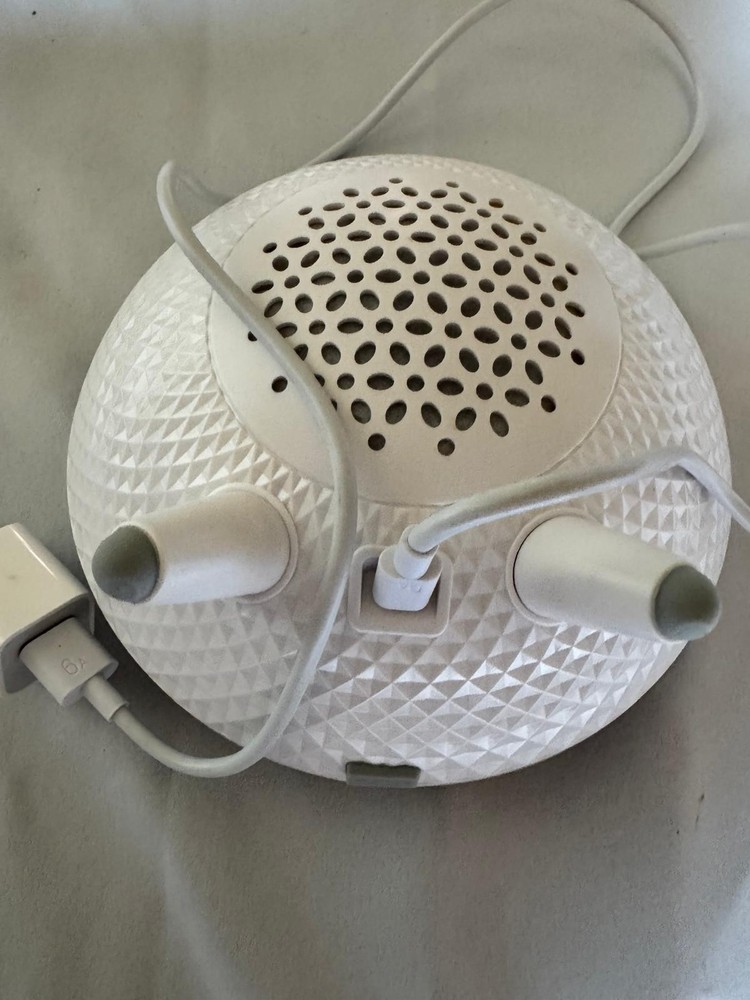 Wireless Charging RGB Lighting Portable Speaker, White Multicolor, Sphere Shape