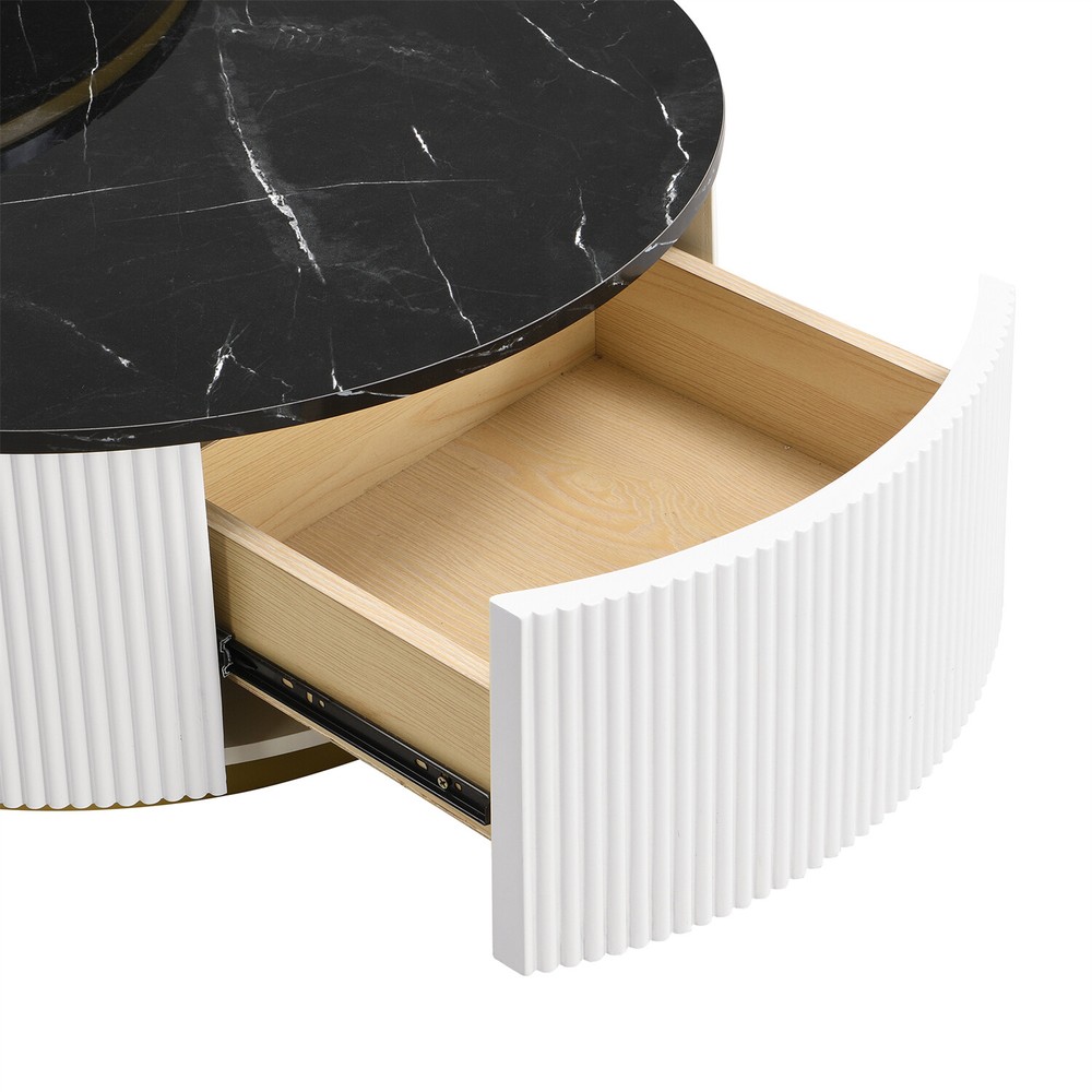 Modern Round Nesting Coffee Table Center Cocktail Table End Table with Drawers