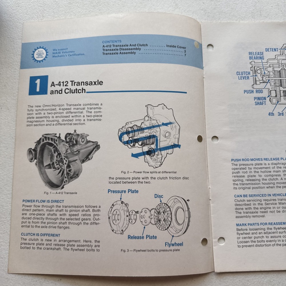Chrysler Dodge 1978 Servicing The A-412 Transaxle And Clutch Reference Book