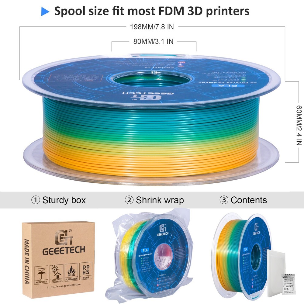 Geeetech PLA 3D Printer Filament 1.75mm 1KG Gradient Multicolor PLA Consumable