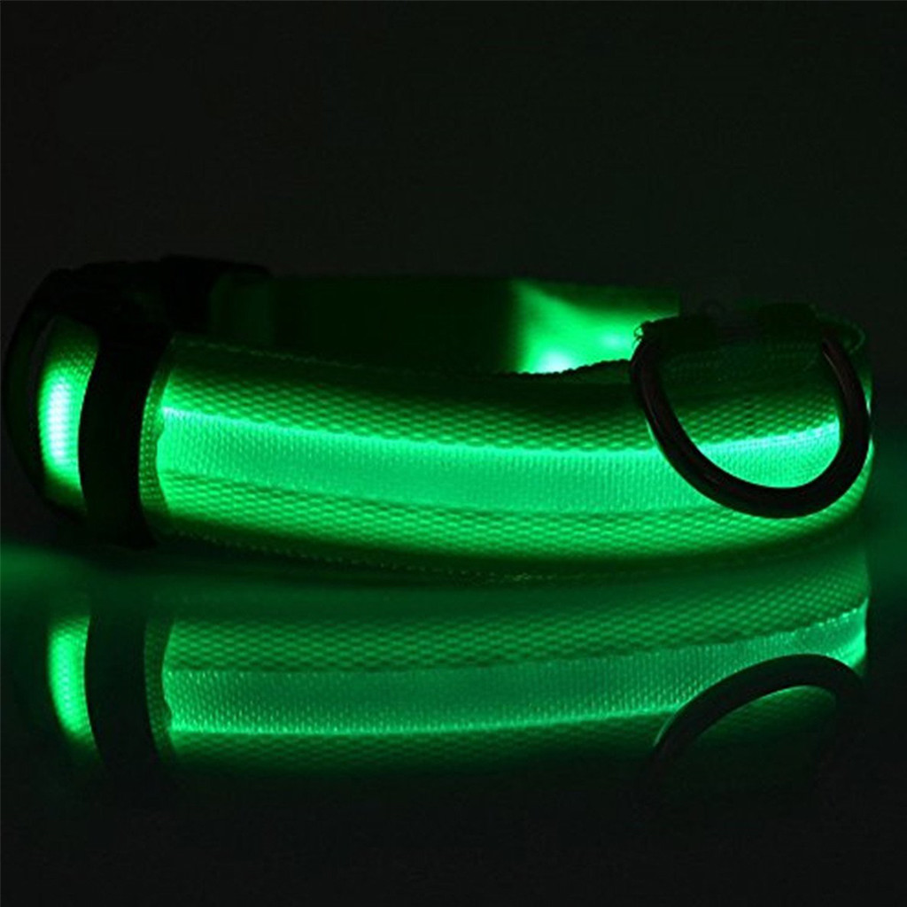 RECHARGEABLE USB LED Dog Pet Light Up Safety Collar Night Glow Adjustable Bright