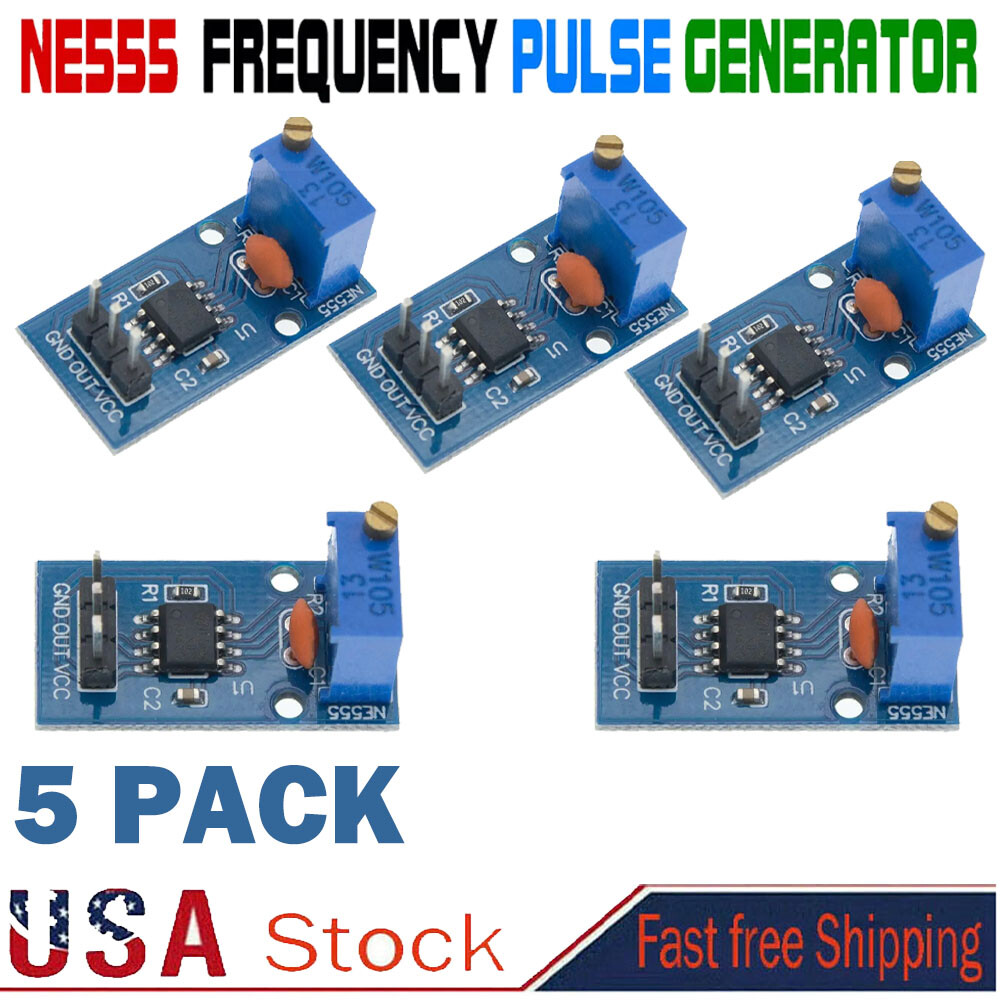 5x NE555 Duty Cycle Pulse Frequency Adjustable Square Wave Generator Module US