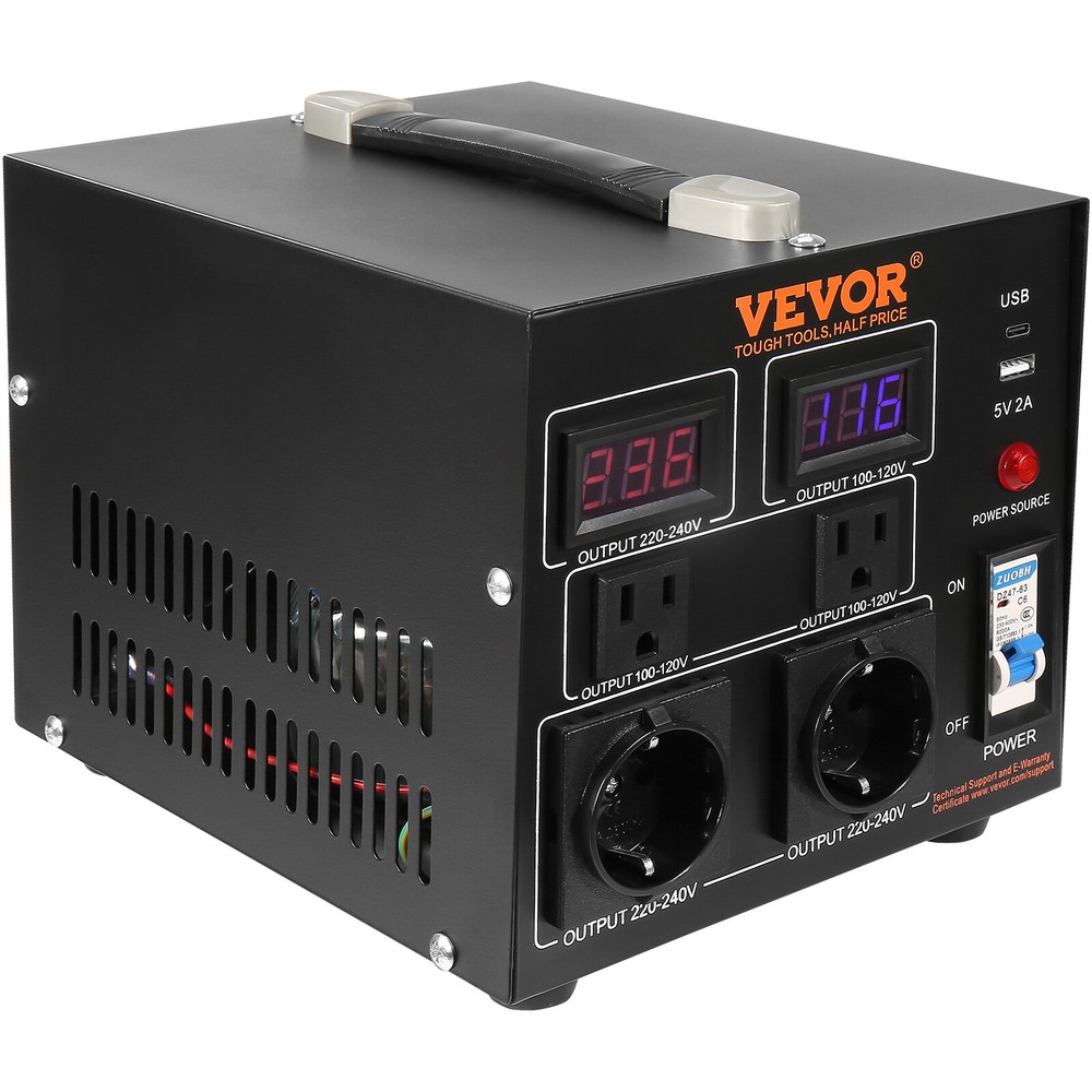 VEVOR 2000W Voltage Converter Transformer Step Up/Down 220V-110V /110V-220V CE