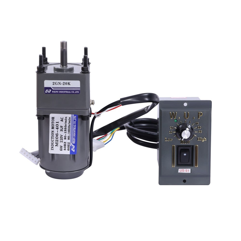 110V Gear Motor with Speed Controller - Adjustable Speed Regulator (20K)