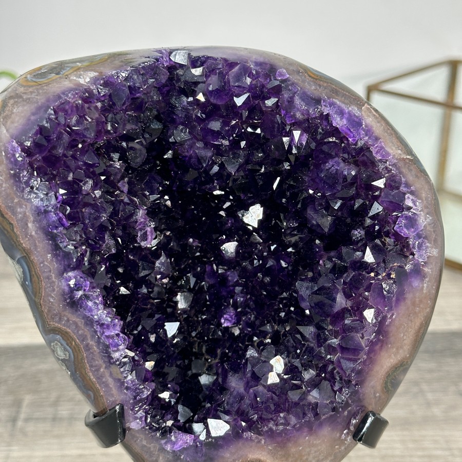 Deep Purple Amethyst Geode With Metal Stand. MWS2768