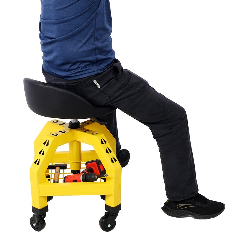Mechanic Garage Stool Creeper Seat 300lb Rolling Shop Stool Adjustable Work Seat