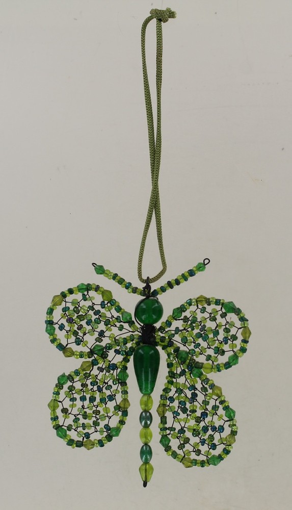 Green Beaded Butterfly Ornament