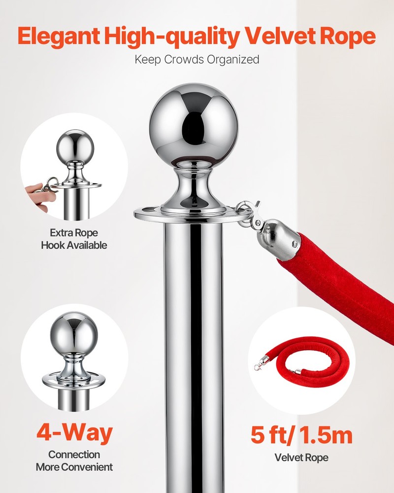 VEVOR 8Pcs Stanchion Posts Crowd Control Queue Barrier Sand Injection Base
