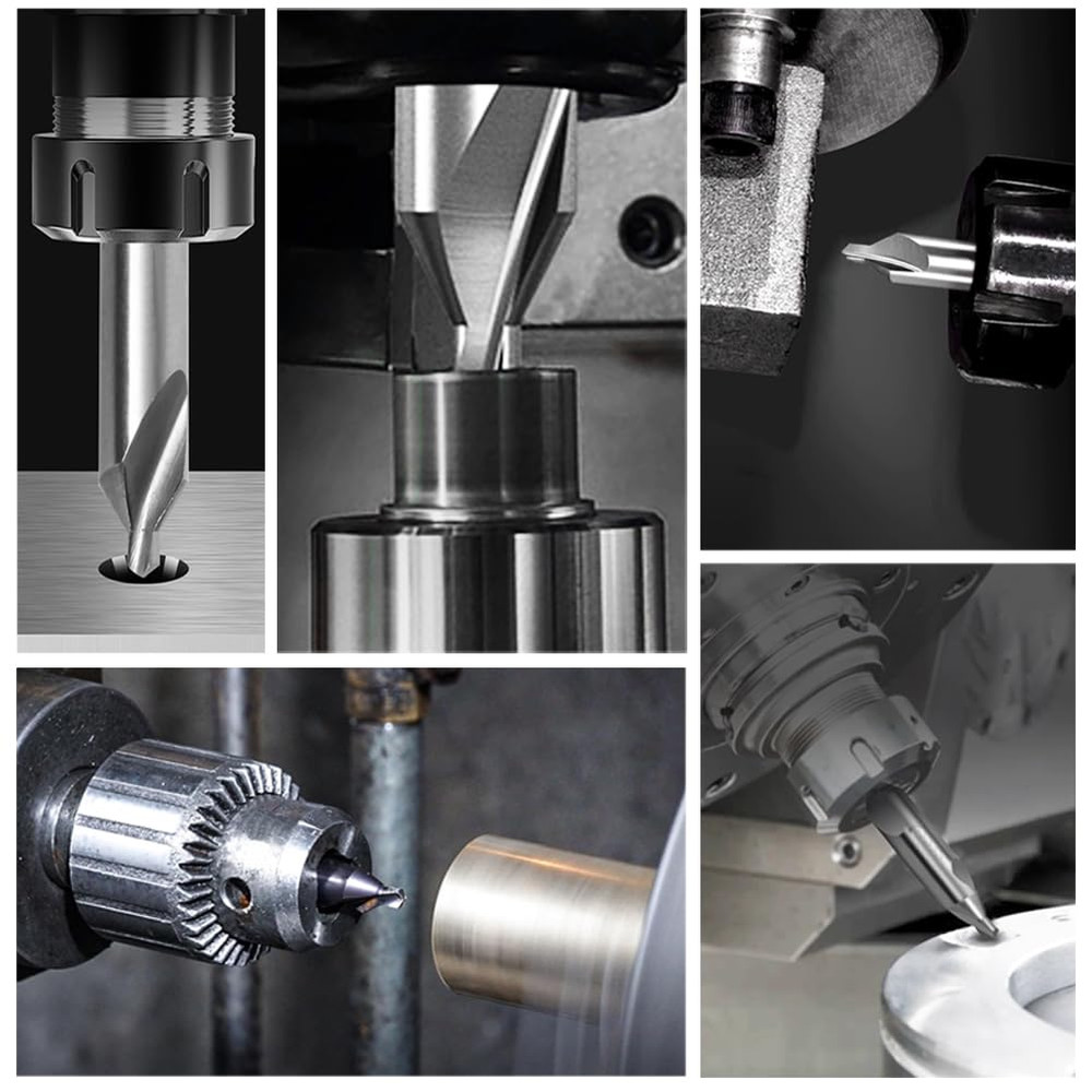 8 PCS Center Drill Bits Set, Countersink Tools for Lathe Metalworking 60 Degree