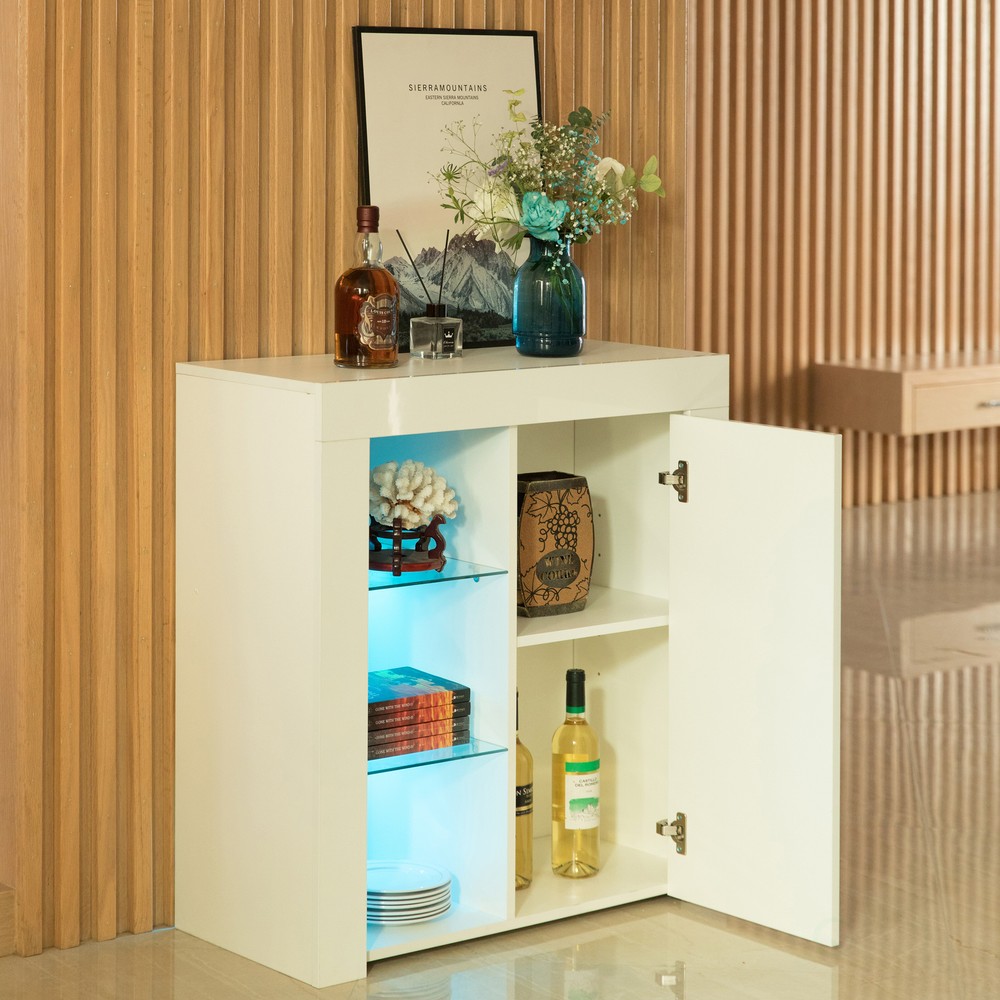 New Basicwise Office or Living Room Side Storage Cabinet with LED