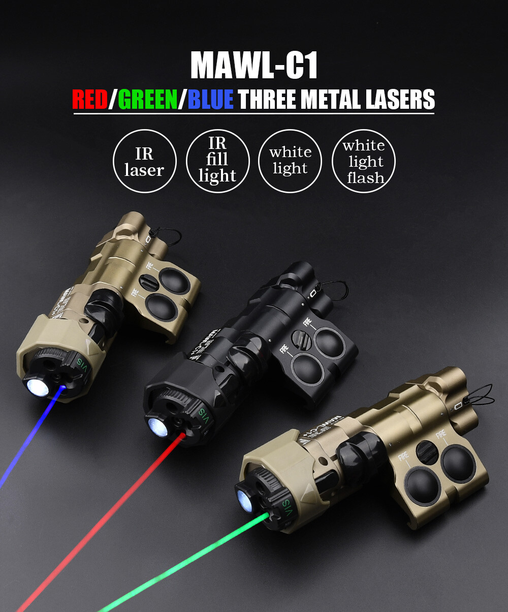 WADSN MAWL C1+ Laser Red Green IR Laser Sight White LED Strobe Flashlight