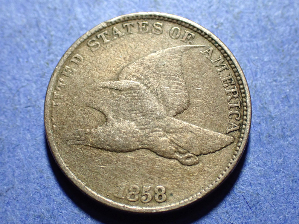1858 Large Letters Flying Eagle Cent  Ch. Fine