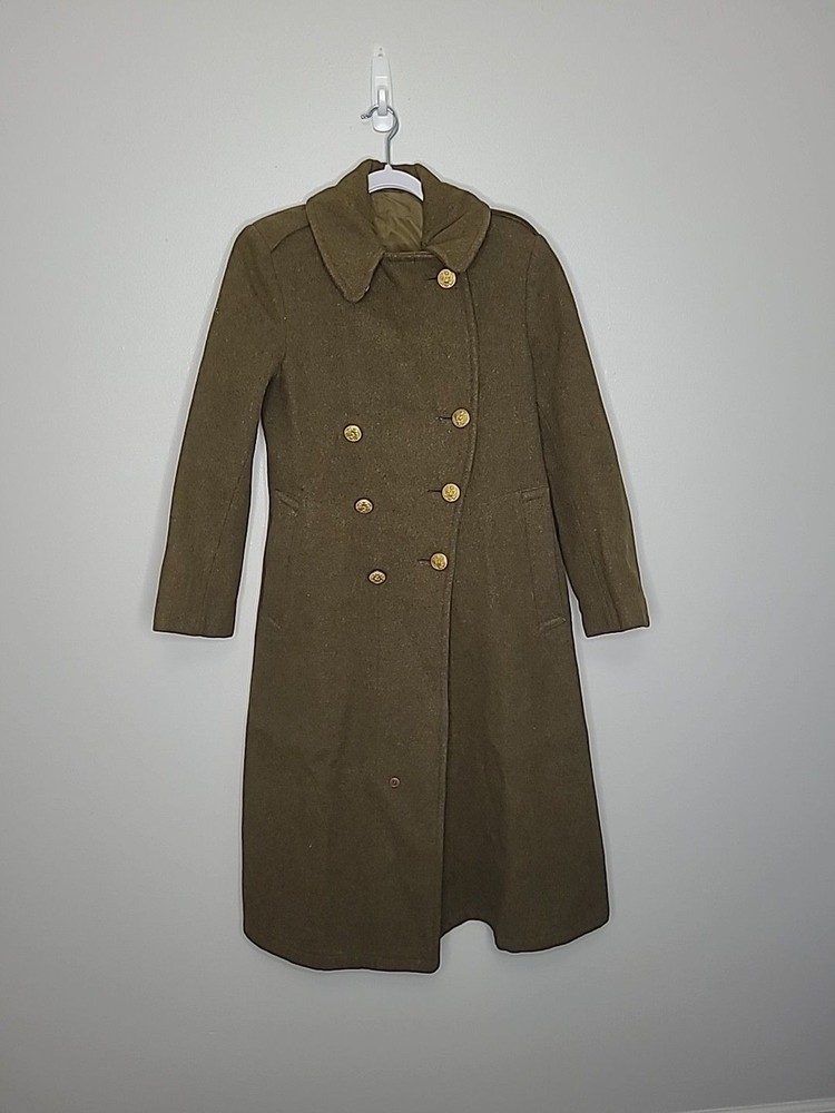 Original 1942 WW2 US Military Heavy Melton Wool Winter Overcoat  34L