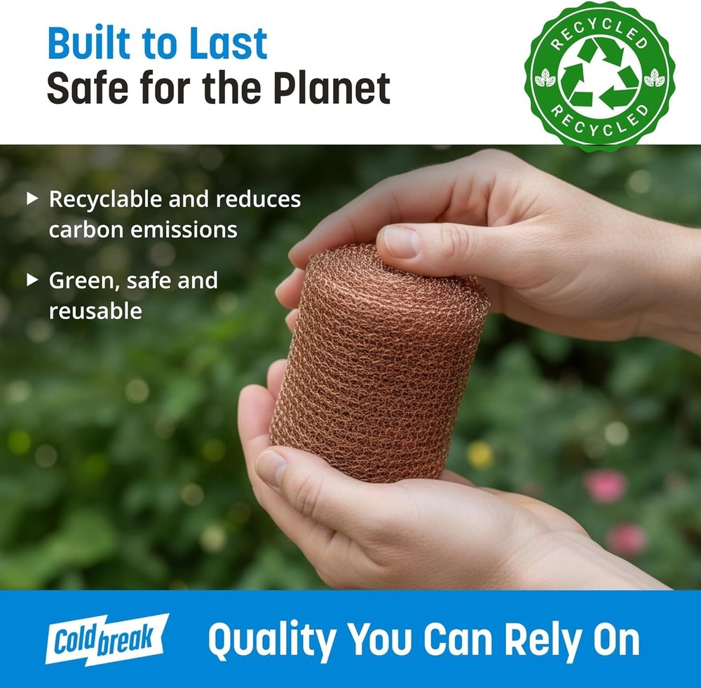 Copper Mesh Rodent Control – 5" x 30' Rustproof Copper Wool Roll for Wall Hol...