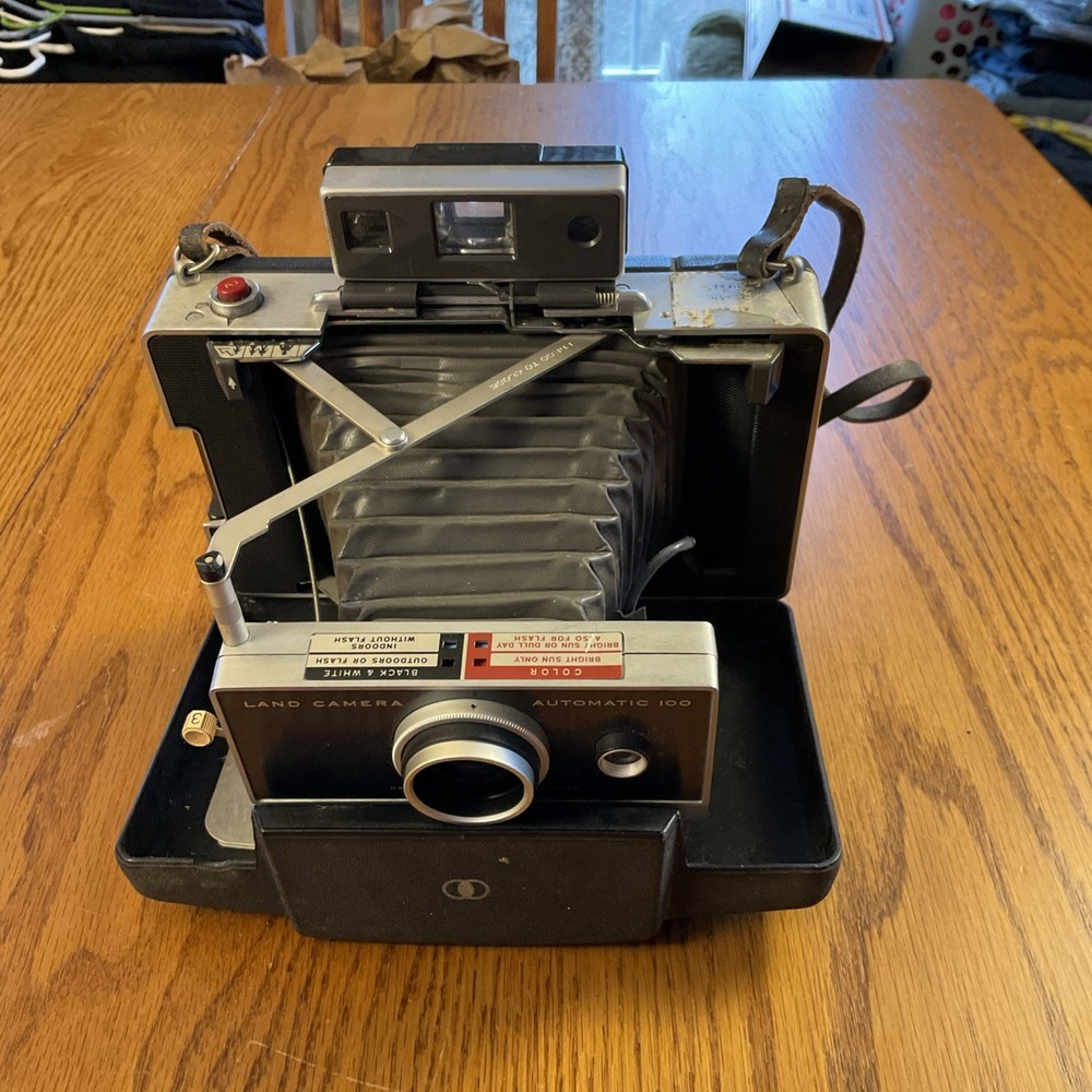 Vintage Polaroid Automatic 100 Land Camera with Flash Module