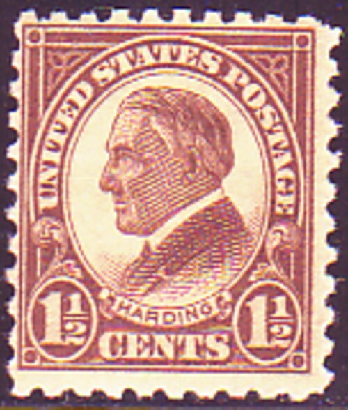 #582 HARDING. PERF 10. MEDIUM FINE 1. NEVER HINGED ORIGINAL GUM. SCV $22