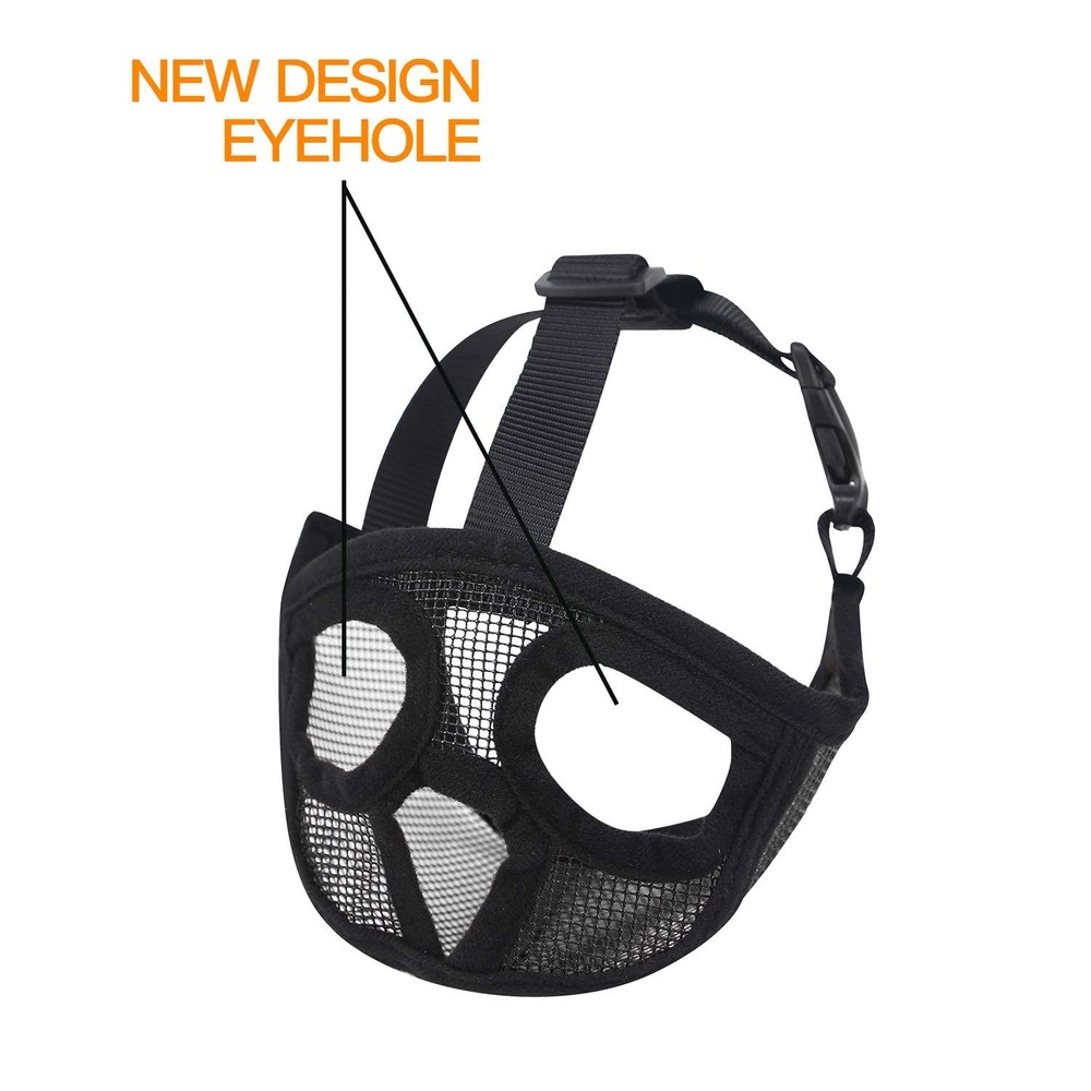 Short Snout Dog Muzzle - Adjustable Breathable Mesh Bulldog Muzzle for Barkin...