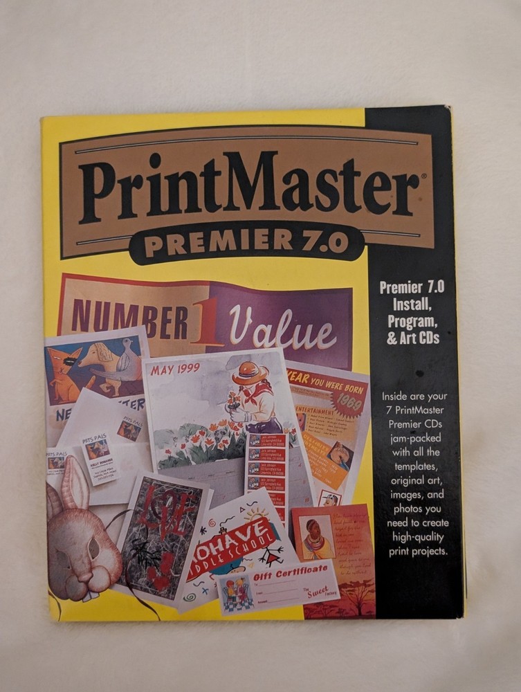 PrintMaster Premier 7.0  Windows Graphics Desktop Publishing Software Computer