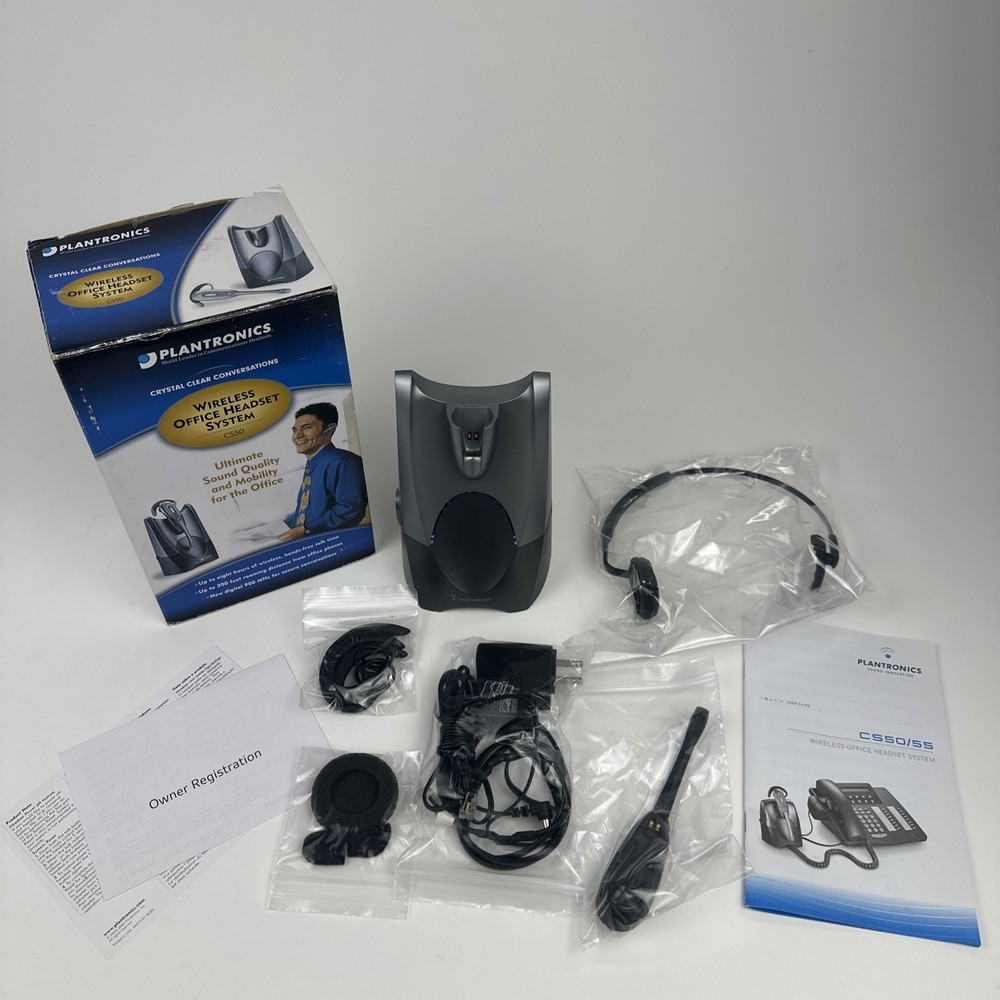 Plantronics CS50 Wireless Headset System Crystal Clear Conversation Complete