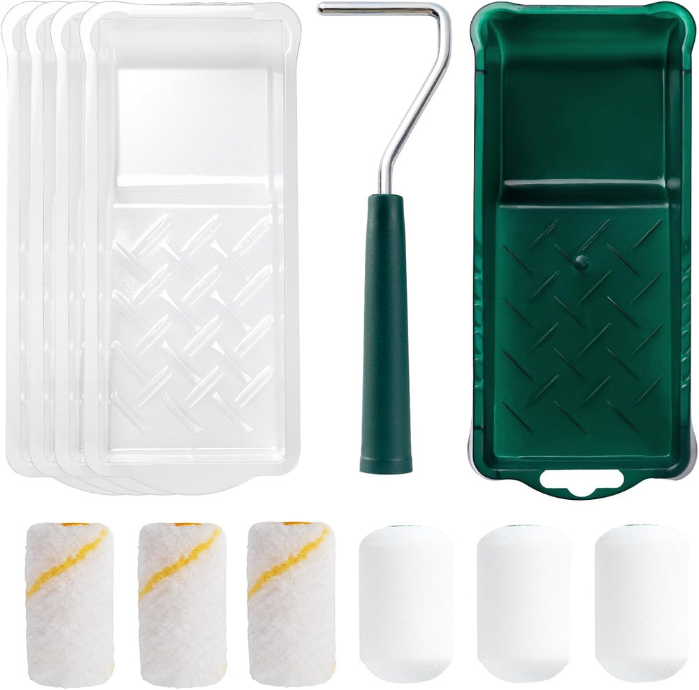 Paint Roller Kit, 12 Pack, 2 Inch Paint Roller, Mini Paint Roller with Tray Line