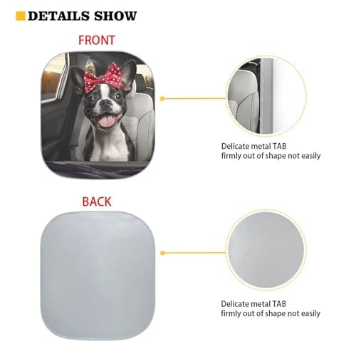 Sunshade Visor 2 Pack Car Windshield Sun Shade Foldable 2-Piece Boston Terrier