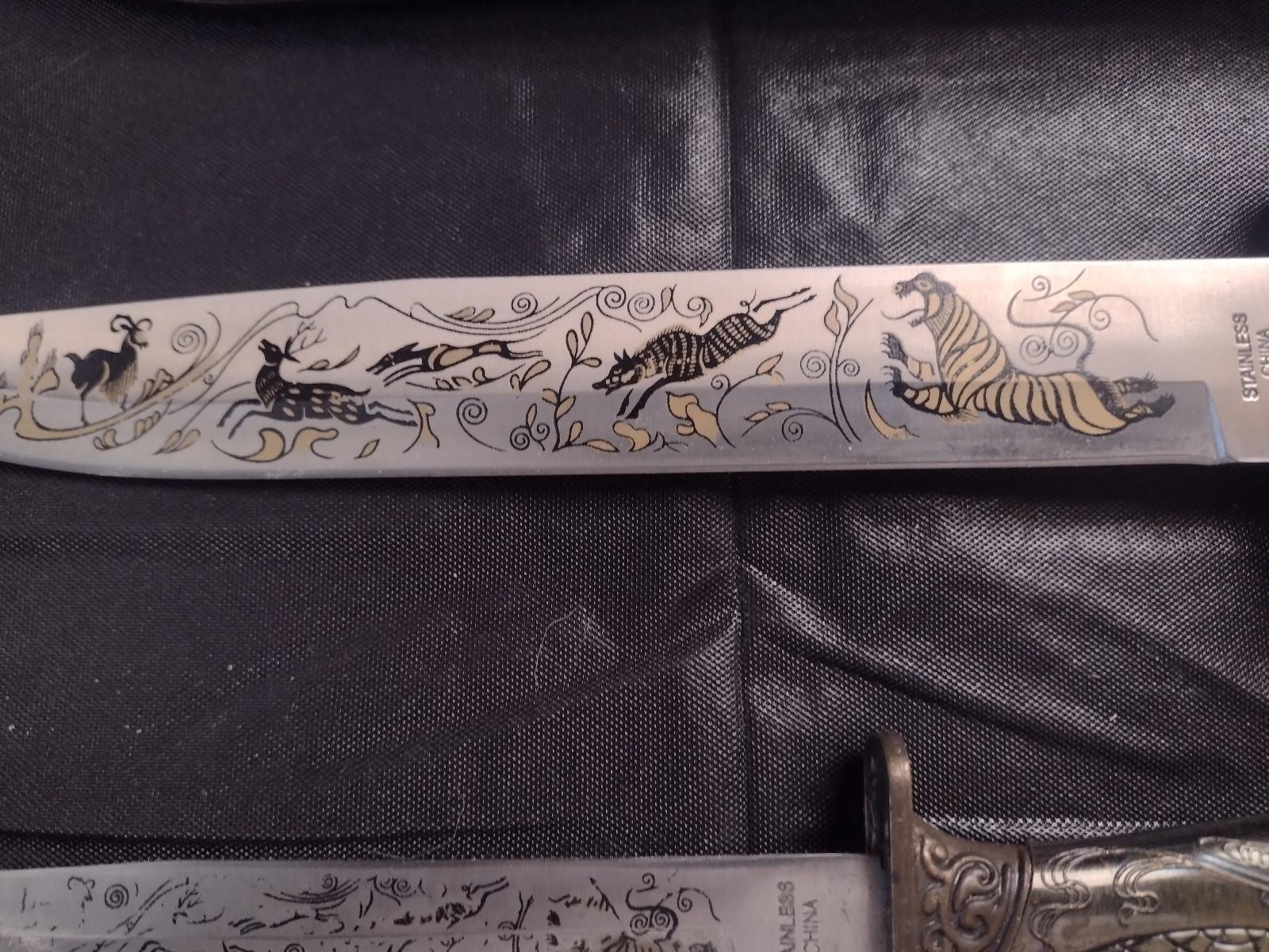 2 Decorative Ornate Brass Handled Dagger Knives with Brass PiggyBack Sheath