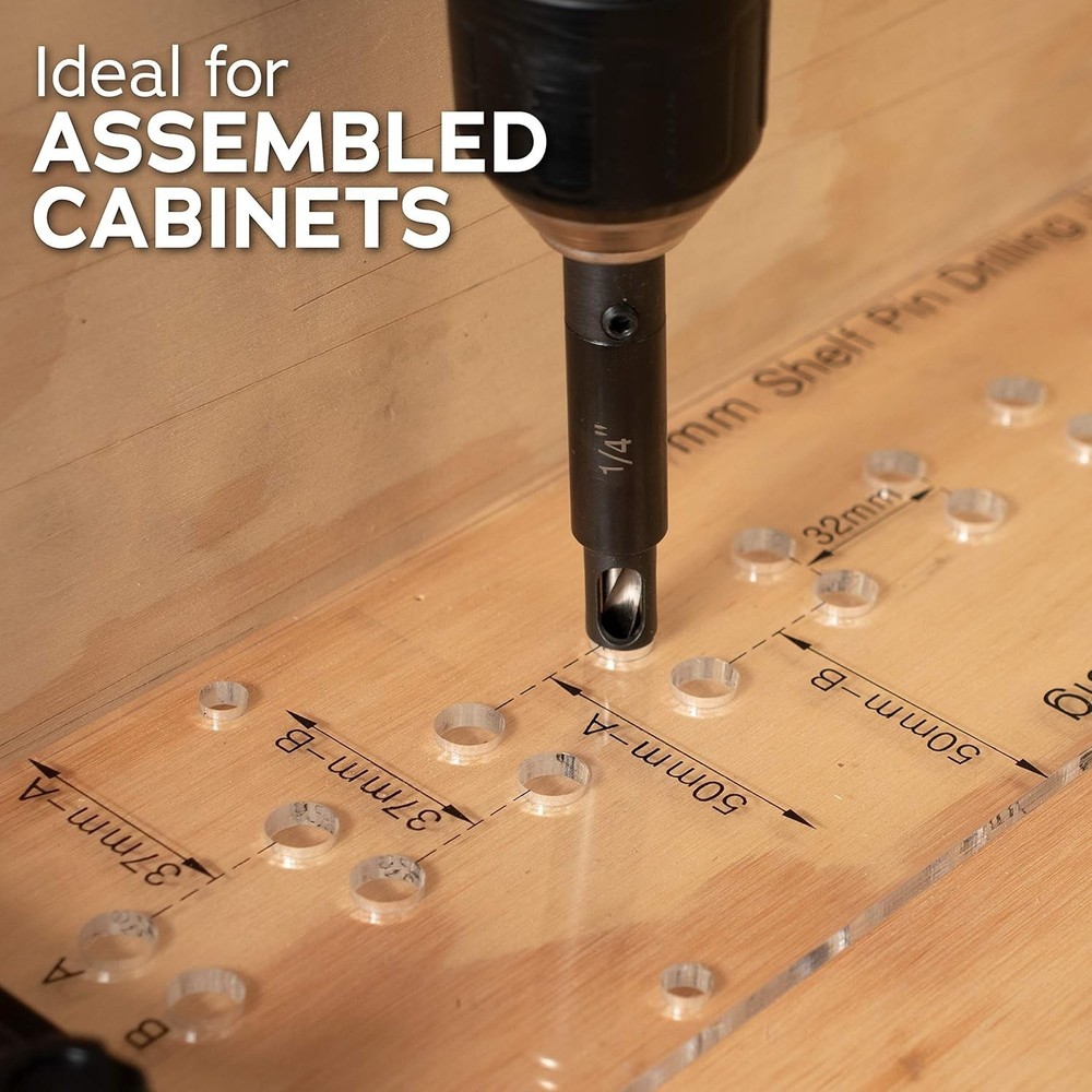 EZ-Align Shelf Pin Jig With 1/4" And 5mm Self Centering Drill Bits