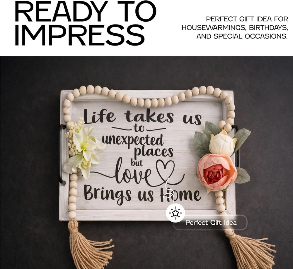 Rustic Vintage Wooden Serving Trays Set