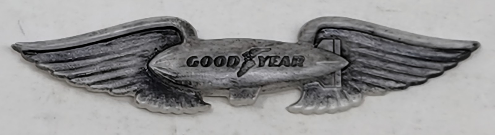 Vintage Goodyear Blimp Airship Plastic Pilot Wings Pin 3" Read Description