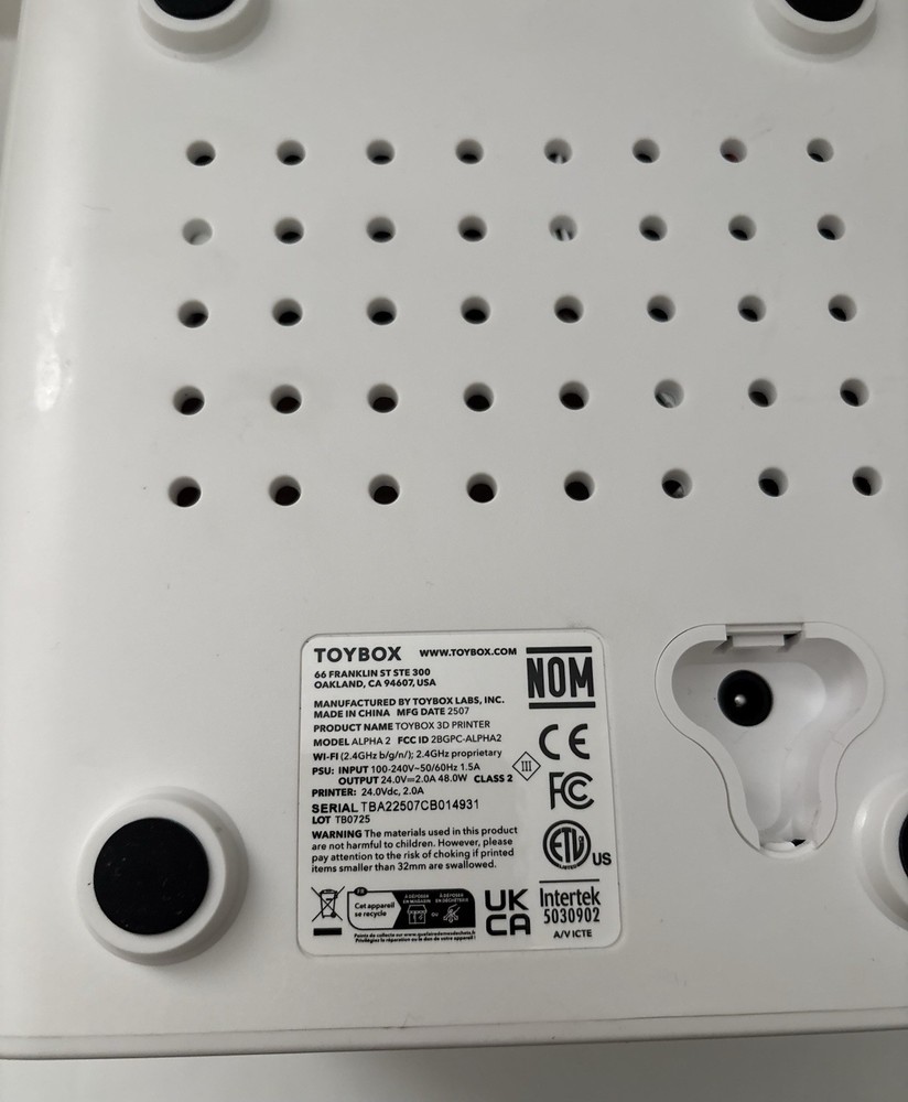 Toybox 3D Printer (Model: Alpha 2) - Read Description - Not Tested - For Parts