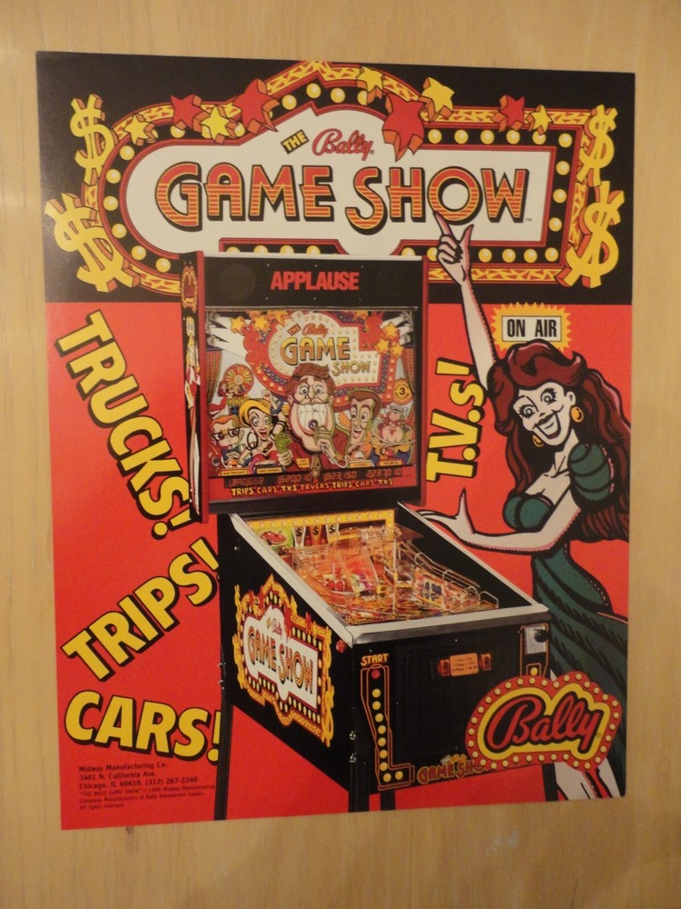 The Bally Game Show Pinball Machine Flyer