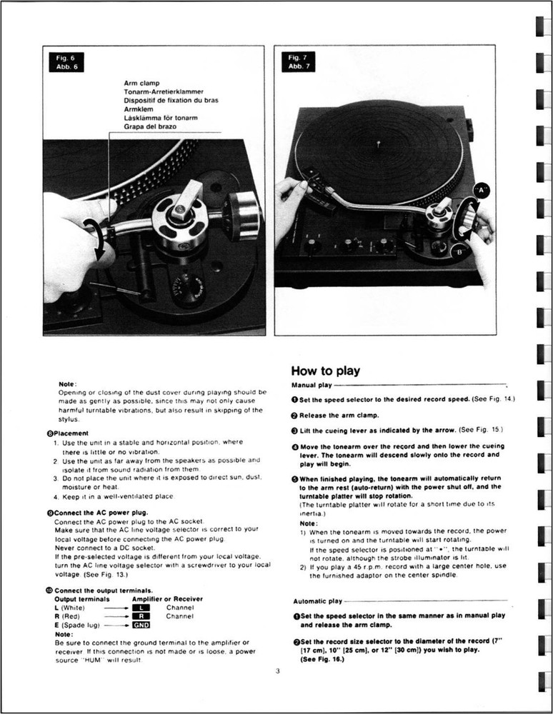 Technics SL-1900 Turntable Owners Manual