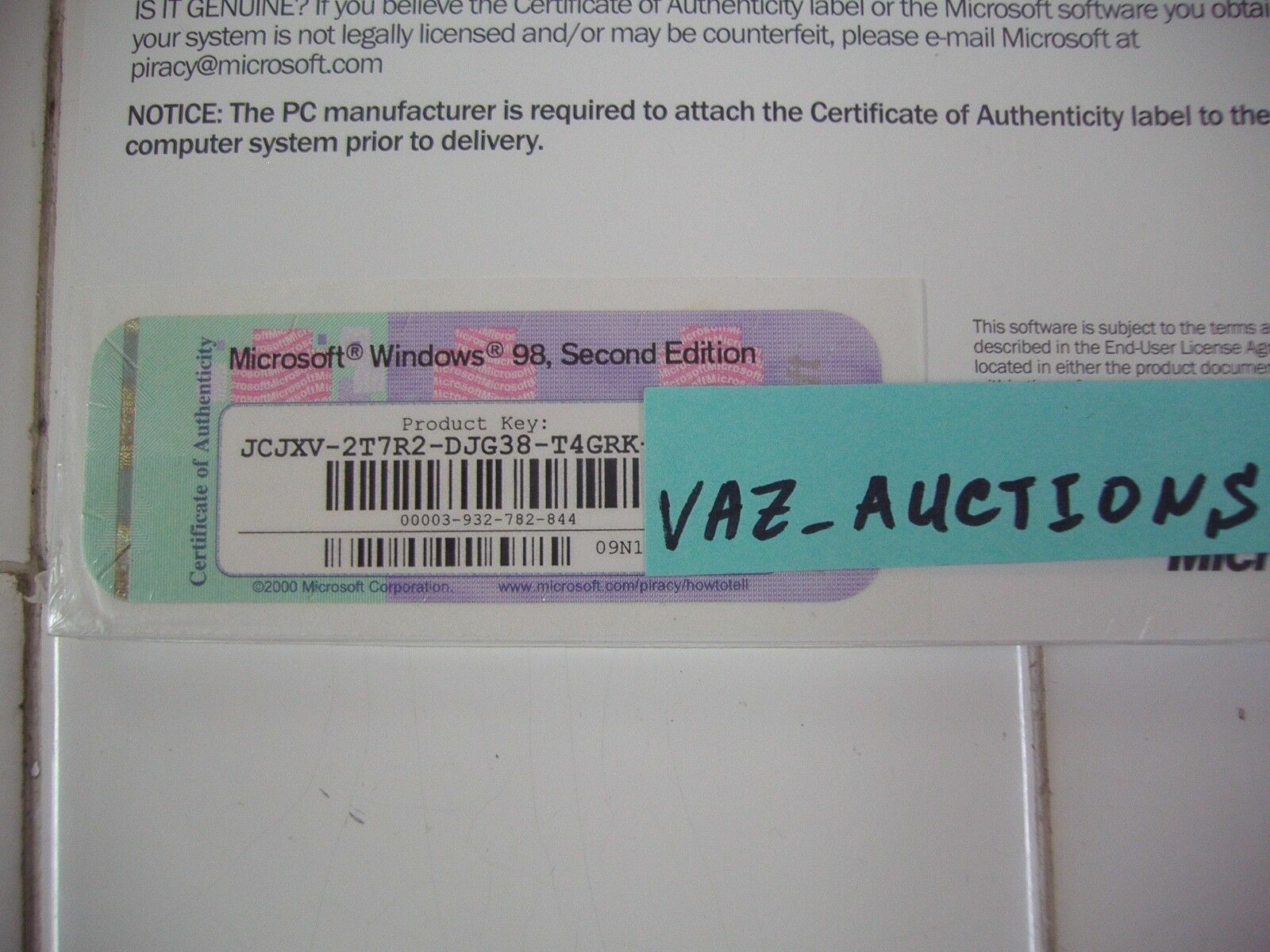 MICROSOFT WINDOWS 98 SECOND EDITION FULL OPERATING SYSTEM WIN 98 SE =NEW=