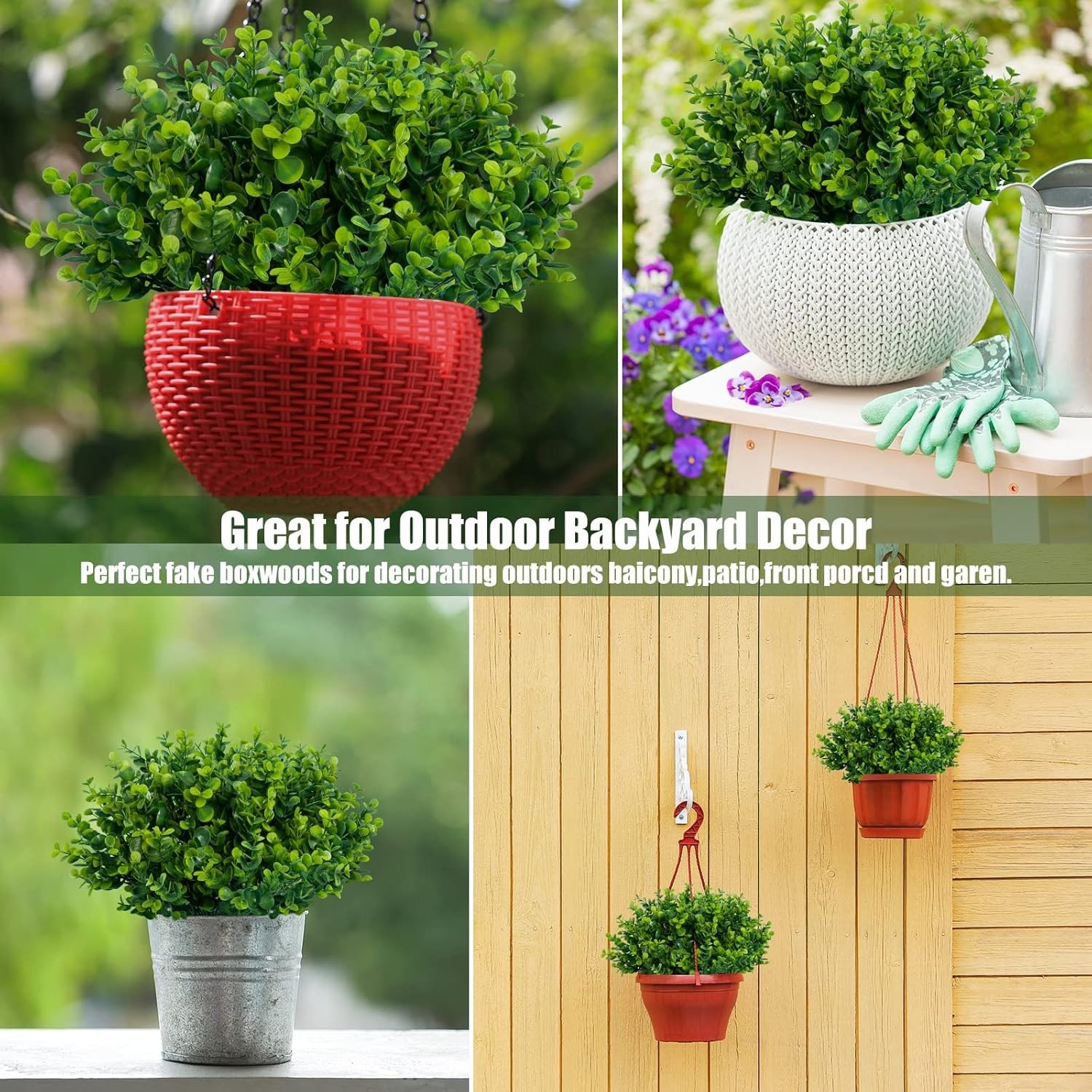 Artificial Boxwood Plants for Home Garden 20 Bundles